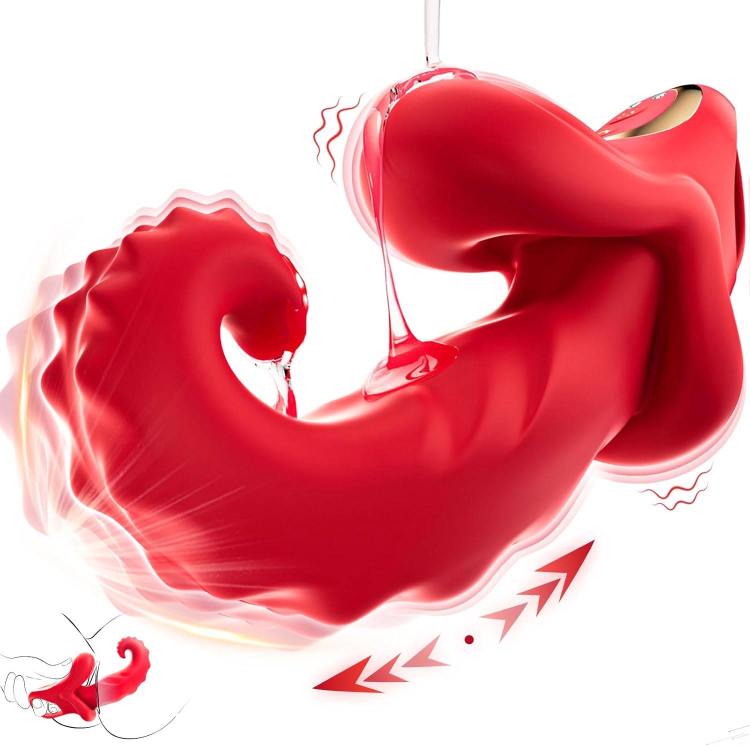 SuperLove G-Spot Tongue Thrusting Dual Vibrator with App Red - röd