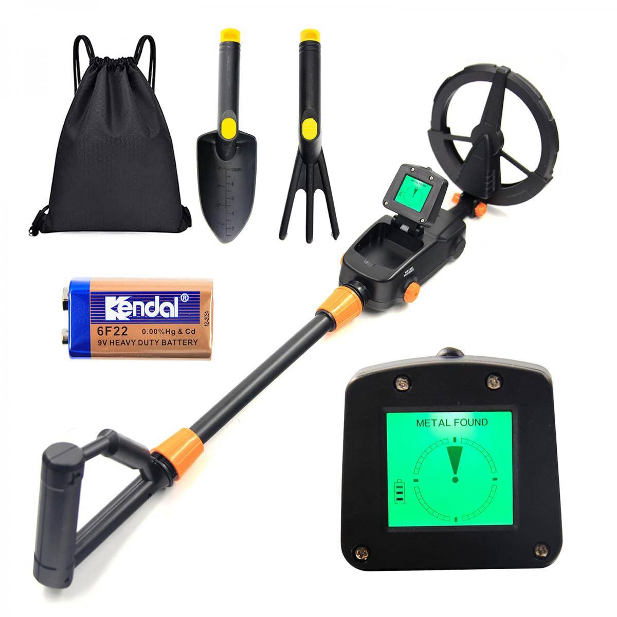 KENTFAITH Kids Metal Detector,  Lightweight Metal Detectors kids with LCD Display & Waterproof Search Coil, High Sensitivity Metal Detector for Kids with Rake, Shovel & Bags for Treasure Seeking