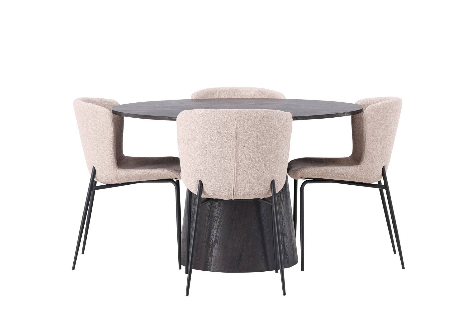 Venture Home Lanzo spisebord 120 - Mocca/Mocca +Modesto Spisebordsstol - Beige / Beige Boucle _4
