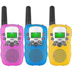 Børne Walkie Talkies 3stk, 3 Miles Lang Rækkevidde Med Baggrundsbelyste Lommelygter (rui)