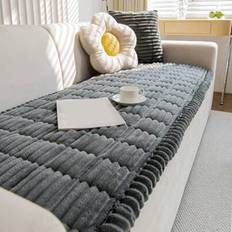 1pc Quilted Plush Sofa Cover, Solid Color Nordic Style Thickened 3D Design Fluffy Sofa Slipcover For Winter, Anti-Slip & Anti-Scratch Couch Cover For - Dark Grey - 70cm*70cm,70cm*150cm,70cm*180cm,70cm*210cm