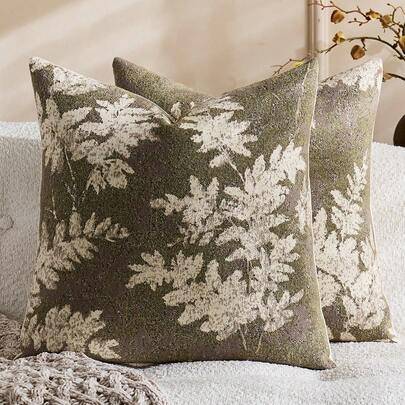 45 x 45 cm unisex örngott med blommönster, vintage chenille fyrkantigt kuddfodral, mjukt dekorativt örngott i lantlig stil för soffa, vardagsrum/sovru - Olivgrön (40*40,45*45,30*50,50*50)