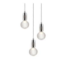 Lee Broom - Crystal Bulb Chandelier 3 Piece - Krom, Frostat kristallglas - Lysekroner - Sølv