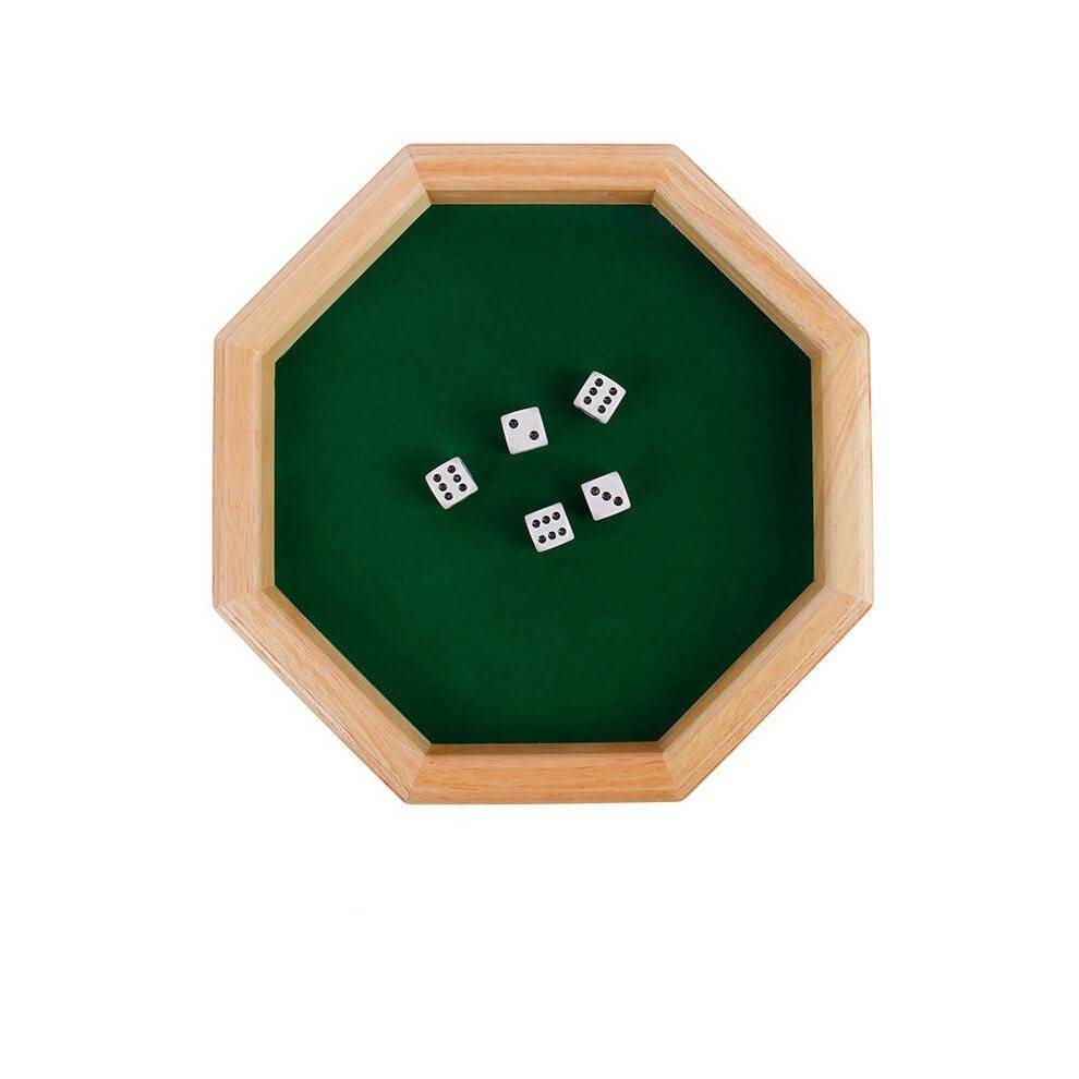 Wooden Octagonal Board Game with 5 Dice, Perfect for Family Game Night, Friends Gathering Party Toy