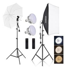 Andoer Studio Photography Light Kit Softbox Lighting Kit with 85W Bi-color Light Bulbs *2 + 50x70cm AU
