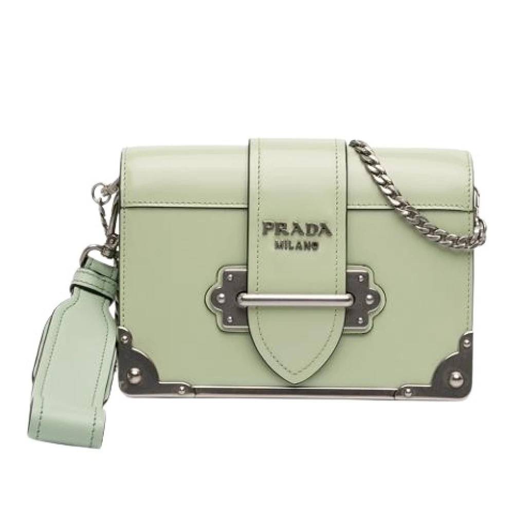 Prada Vintage Pre-owned Cahier Crossbody Bag - Vintage - Dame - Grøn - ONE SIZE - Læder