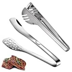 HUYIWEI serveringstång, spagettång, sparris, rostfritt stål salladsång, lämplig för nudlar, sallader, grillat kött, diskmaskinssäker (2 stycken)