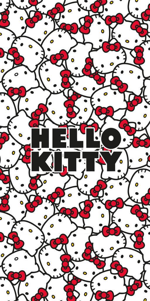Hello Kitty badhandduk med röda rosetter 70x140 cm