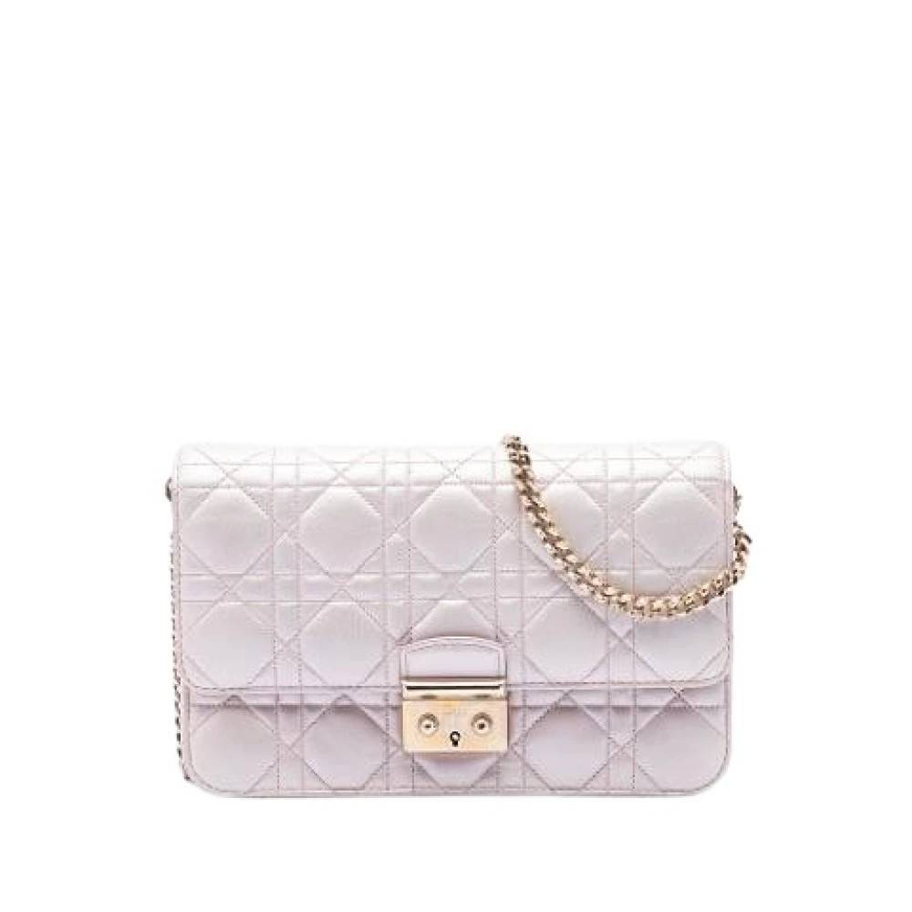 Dior Vintage Pre-owned Quilted Lambskin Crossbody Bag - Vintage - Dame - Lyserød - ONE SIZE - Uld