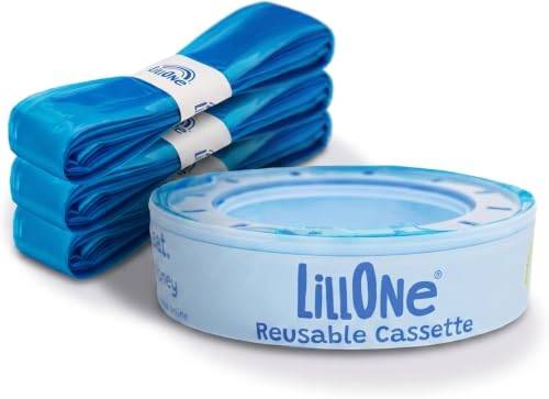 LillOne 3 Refills och återanvändbara blöjpåsar som är kompatibla med Angelcare Classic, Litter Locker, Playtex Genie, Munchkin - Påsar för blöjavfallspaket