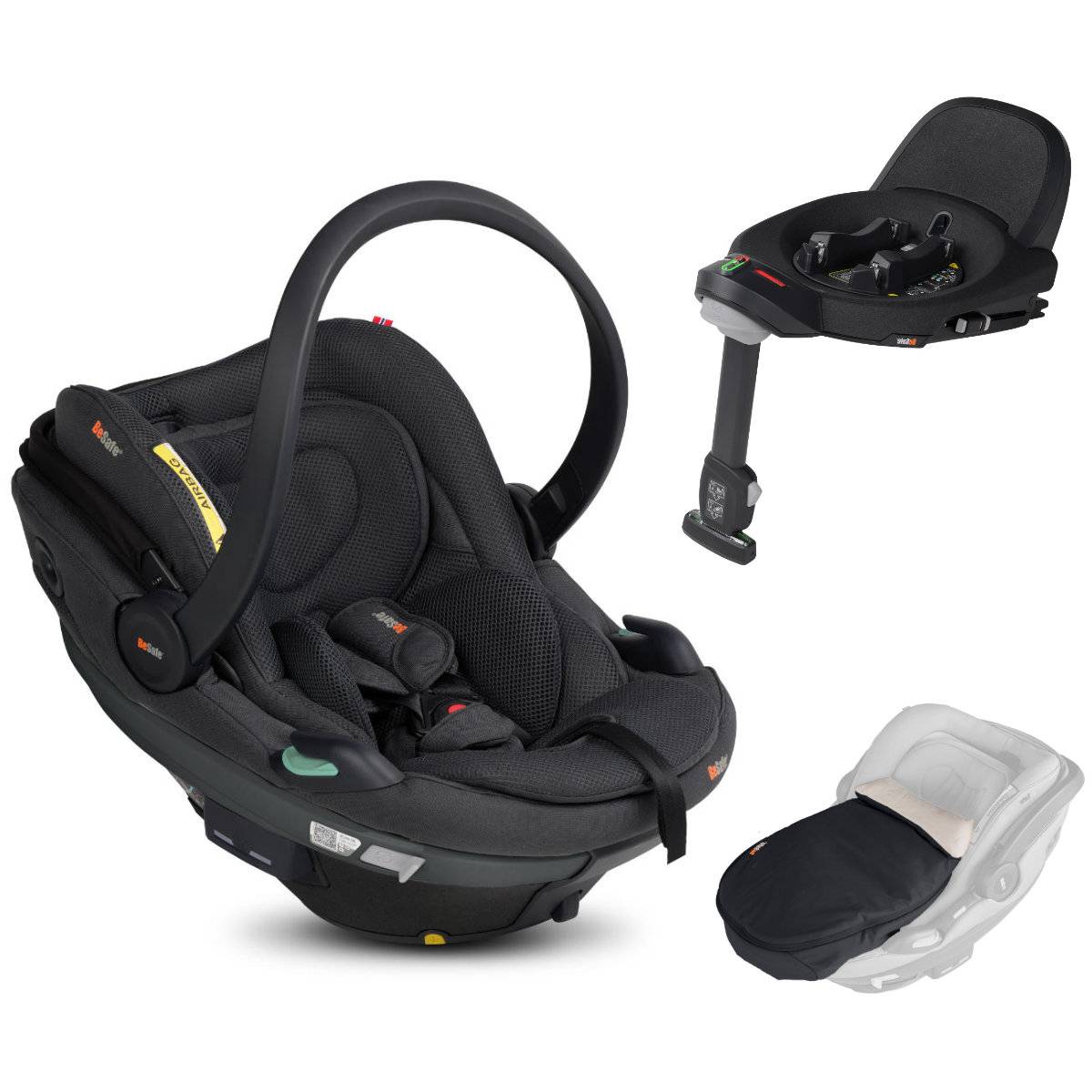 BeSafe Go Beyond² i-Size Infant Car Seat incl. Beyond ISOFIX Base + Free Weather Cover - Anthracite Mesh