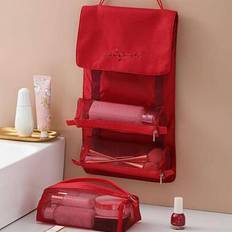 Red Detachable Make Up Bag Fashionable Letter Embroidered Makeup Bag - Red - one-size