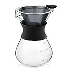 Pour Over Coffee Maker 400ml, Pour Over Coffee Dripper Glass Carafe, Manual Hand Drip Coffee Maker Glass Pot With Stainless Steel Filter