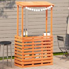 vidaXL udendørs barbord med tag 112,5x57x195,5 cm massivt træ brun