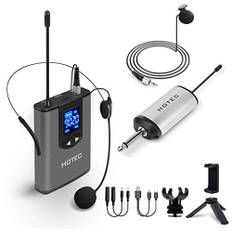Hotec UHF Kabelloses Headset Mikrofon/Lavalier-Mikrofon mit Bodypack-Transmitter und Mini-Empfänger 6,35 mm Ausgang, für Live-Auftritte, unterstützt Telefon