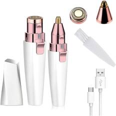 Ansigtshår Fjerner til Kvinder, Genopladelig 2-1 Ansigts Næse Øjenbryn Trimmer Razor Bærbar Elektrisk Dame Shaver Smertefri Hår Fjerner til Krop Ansigt Skæg