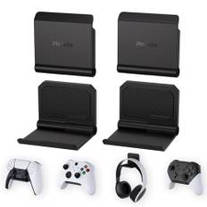 PlayVital FOLD Wandhalterung Controller für PS5/4,Gaming Kopfhörer Ständer,Faltbarer Wandständer für Xbox Series X/S,Switch Pro,Halter für Xbox Wireless Headset, für Pulse 3D Headset-Schwarz(4 Stück)
