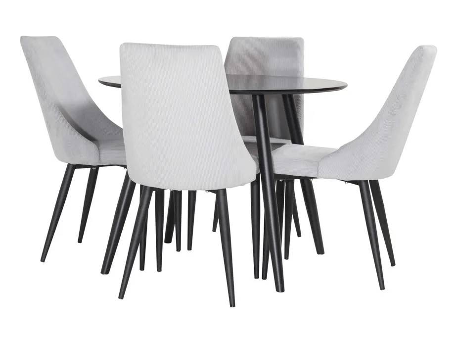 Venture Design Plaza & Leone matgrupp Svart/grå 4 st stolar & bord 100 cm