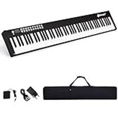 GOPLUS 61/88 knappar, digital piano med stoppdynamiska standardknappar, bärbart E-piano med 128 ljud och rytmer, pedal, tangentbord med undervisnings- och metronomfunktioner, midi (88 tangenter,