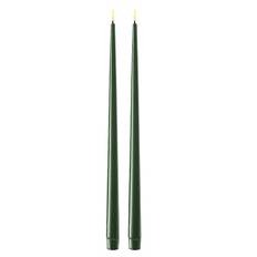 Mørk grønne LED stearinlys - 2 stk. lak lys på 38 cm