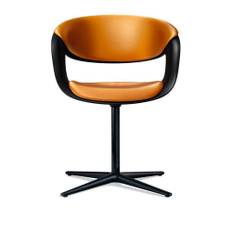 Walter Knoll - Lox Swivel Chair 1354, Polished, Matt Greige Shell, Leather Cat. 50 Rodeo-Soft 1362 Camel, 4-star Base, Teflon Glides - Matstolar - Pearson Lloyd - Beige - Läder/Metall/Plast
