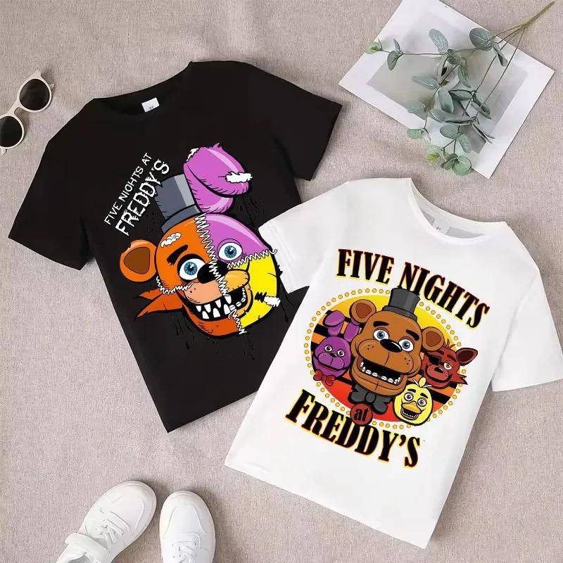 FNAF Andningsbara T-shirts Barn Five Nights At Freddy Söt Kortärmad Topp Pojkar Flickor Sommar Mode T-shirt Barnkläder cm gray