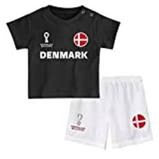 FIFA Unisex barn officiell Fifa World Cup 2022 t-shirt & shorts set – Danmark – Away Country t-shirt & shorts set (paket med 1), Vitt, 24 månader