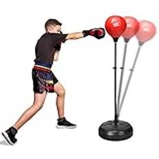 GOPLUS Punchingboll höjdjusterbar, stående box, fightbollsset, stanslådor set inkl. boxhandskar och handpump, bas för fyllning med vatten eller sand, boxningssäck för barn och vuxna
