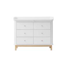 Wood Nursery Dresser 6 Drawers with Large Top, white/oak