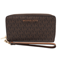 Michael Kors Jet Set Travel Large Flat Multifunction Phone Case Wallet Brown