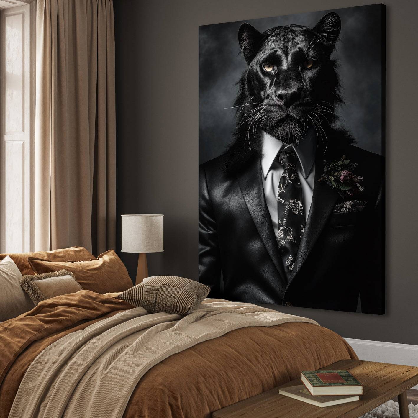Canvastavla - Panter Man (45x60) - Svart