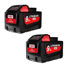 Milwaukee 18V batteri, hög kapacitet 90/60Ah, kompatibel med M18-verktyg. 2 PACK 9.0Ah