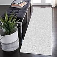 Löpare Matta för Hallar Halkskydd Grau 60x150cm Laubmuster Lång Matta Hallar Halkskydd Kort Lugg Mattor Tvättbar for Korridor Kök, Anpassade Storlekar Tillgängliga, Bredd 40-120cm
