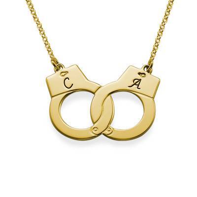 Bokstav Halsband med Handbojor i Guldpläterat