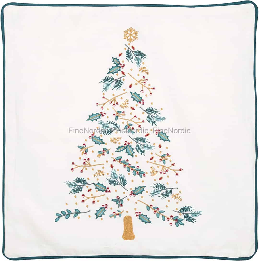 GreenGate Cushion Cover "Lucie Xmas White" with Embroidery - 40 x 40 cm