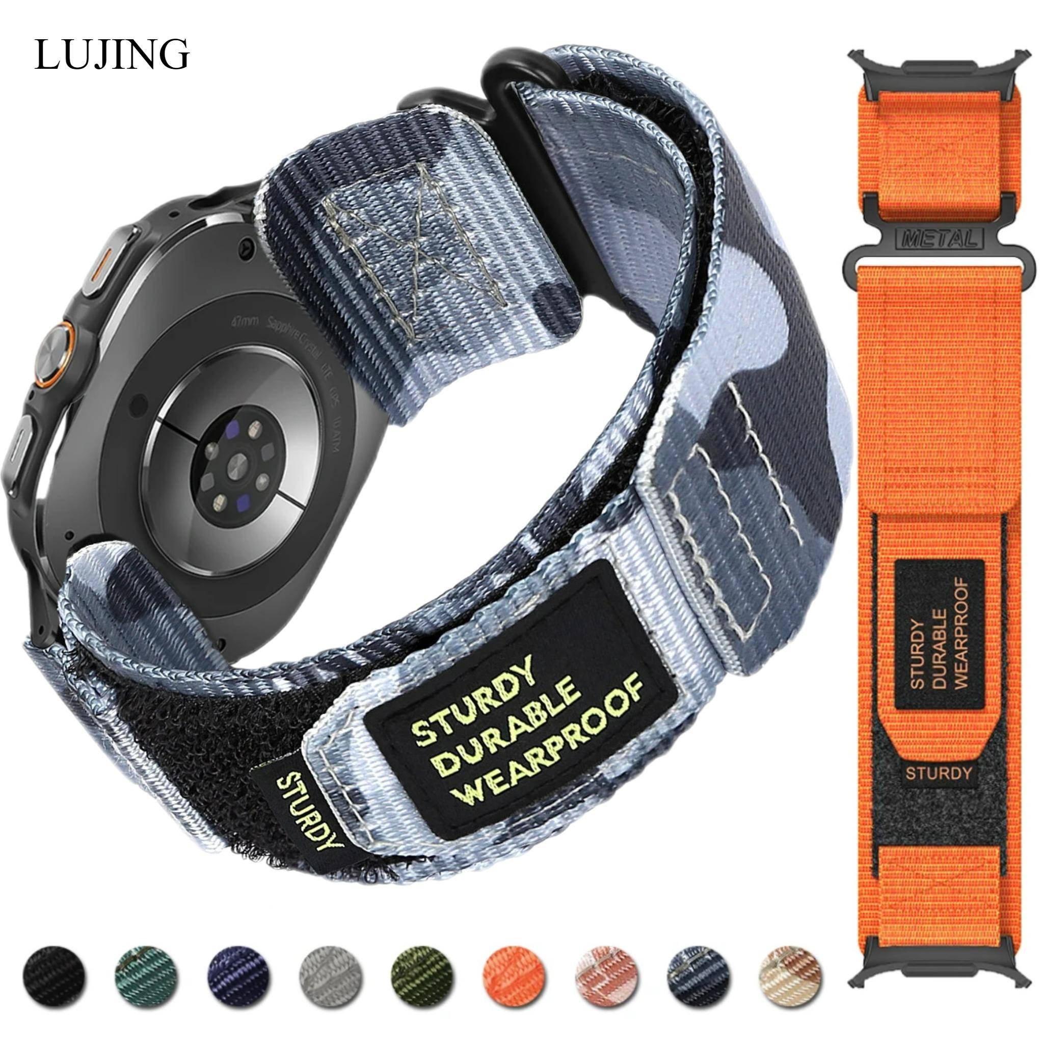 Nylonrem för Samsung Galaxy Watch 7 Ultra 47mm band Sportarmband Kamouflage klockband för Samsung Galaxy Ultra Tillbehör grå