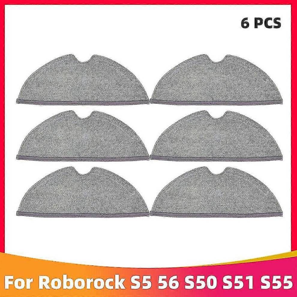 (6pcs mops) For Xiaomi Roborock S5 S50 S5 Max S6 S6 Maxv S6 Pure E4 E5 Robot Vacuum Cleaner Spare Parts Main Side Brush Hepa Filter Mop Rag