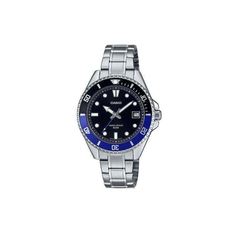 Casio MDV-10D Serie 50M Vattentålig Kvartsverk Armband i Rostfritt Stål Klocka Damklockor Svart MDV10D1A2 black