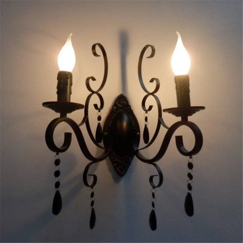 CrystalGlow Vägglampa - Vintage Svart LED Belysning - Färg 4