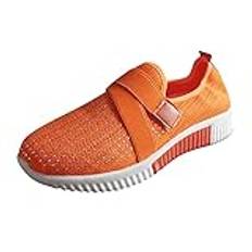 Träningsskor för kvinnor, nätskor damsneakers dra på minnesskum vardagsskor löparskor luftkudde casual mode sneakers promenader tennis basket tränare gym atletisk sport, Orange, 38 EU