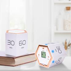Multi-Hexagon Cube Timer Gravity Sensor Digital Timer med LED-skärm Ljudlarm Tyst drift svart