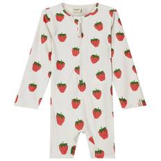 Kuling Paros Mønstret UV-dragt Med Jordbær Foggy White 110/116 cm  Hvid  110/116 cm  Unisex