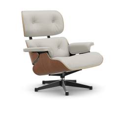 Vitra - Lounge Chair, Cherry Polished/Sides black, Leather Cat. L40 Premium 72 - Drejelænestole - Charles & Ray Eames - Hvid - Metal/Træ