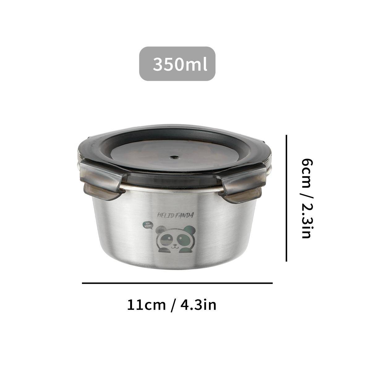 304 Stainless Steel Round Food Container Sealed Refrigerator Fruit Vegetable Meat Fresh-keeping Box Microwave & Oven Heatable.
