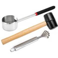 3 st / set rostfritt stål kokosnötskalöppnare verktygssats handhållen hammare puncher kokosnöt köttfräs uppsättning fruktöppnare verktyg