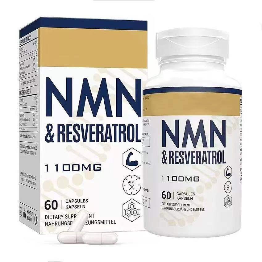NMN & Resveratrol 1100 mg Kosttillskott - Hög Potens Anti-Aging & Cellulär Energistöd - 60 Kapslar