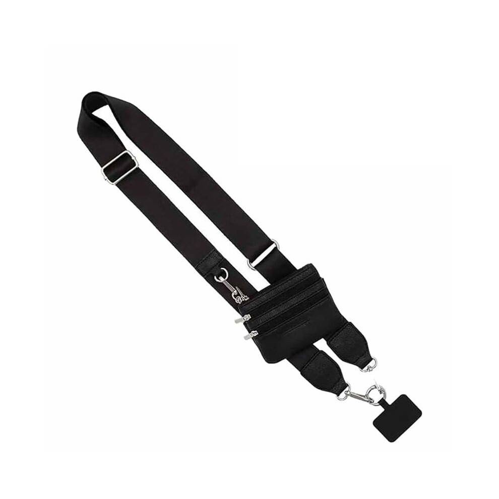 Phone Strap with Zippered Pouch, Clip and Go Strap for Phone with Wallet Crossbody, Phone Strap Crossbody D