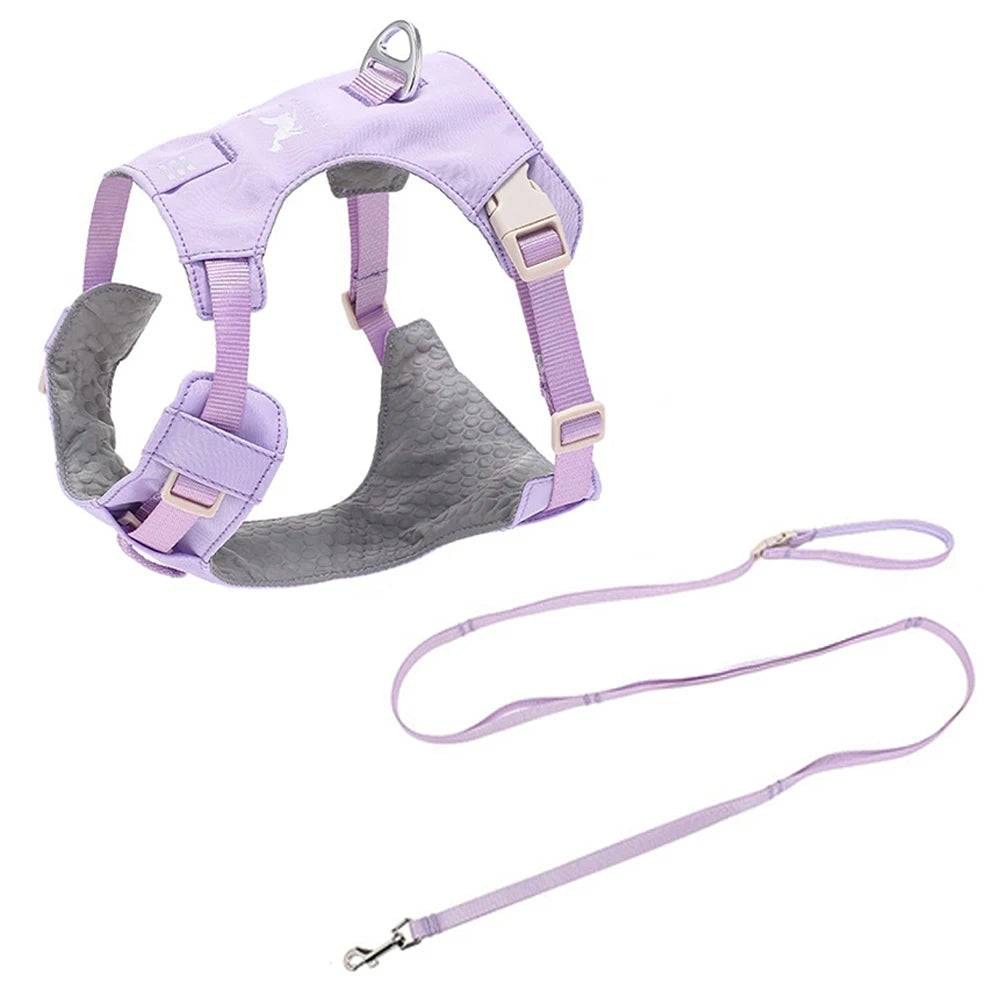 Anti-Pull Escape-Proof Dog Harness & Leash Set | Lightweight | XS–XL | 14 Colours - Purple with Leash / XL (XL)