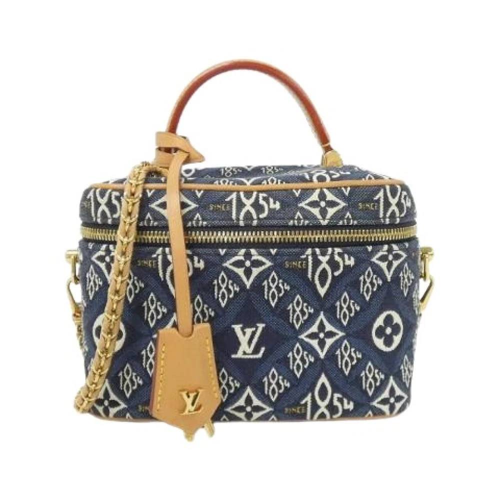 Louis Vuitton Vintage Pre-owned Since1854 Vanity Jacquard Canvas Taske - Vintage - Dame - Blå - ONE SIZE - Uld