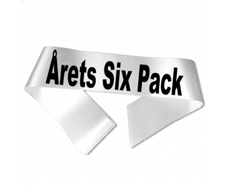 Ordensbånd "Årets Six Pack" Hvid Satin med Sort Tryk